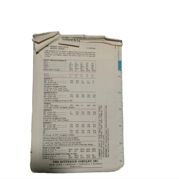 Vtg Wedding Butterick  Dress Sewing Pattern 5660 Size 14, Cut - Picture 2 of 7